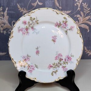 Antique Haviland Limoges Luncheon 6" Plate with Pink Apple Blossoms Lot A